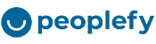 Um logotipo rosa para peoplefly em um fundo branco.