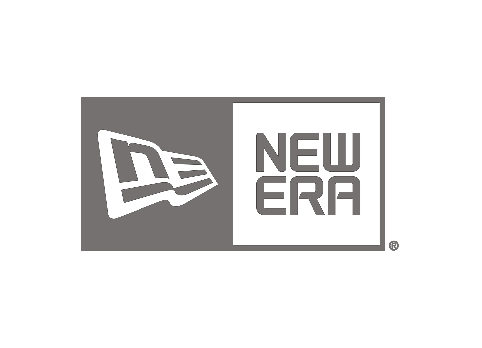 O logotipo da nova era é um logotipo cinza e branco em um fundo branco da new era cliente peoplefy plataforma para gamificacao