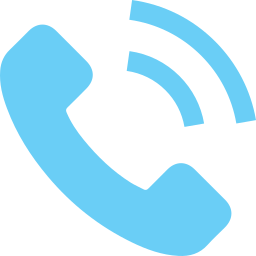 a blue telephone icon on a white background.