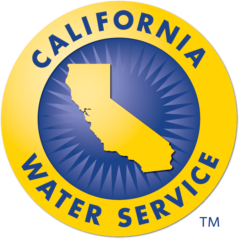 California Water Service circular logo featuring a gold outline of the state of California on a blue background with the words “California Water Service” around the border.