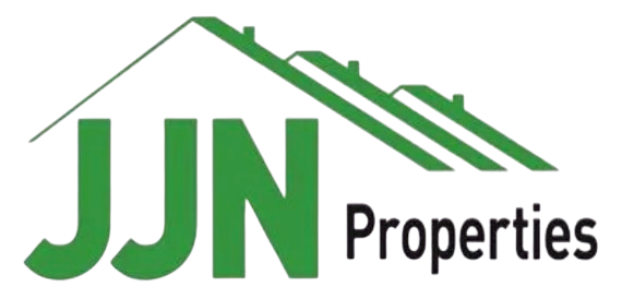 JJN Properties logo with green roofline icon and bold green and black text
