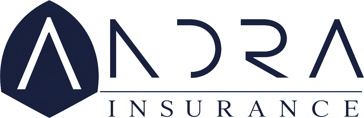 Logo-ul Andra Insurance în albastru marin și alb