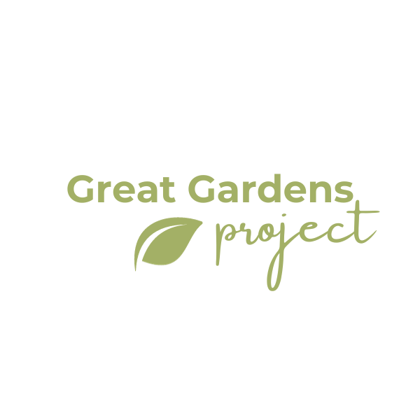 The logo for the great gardens project has a green leaf on it.