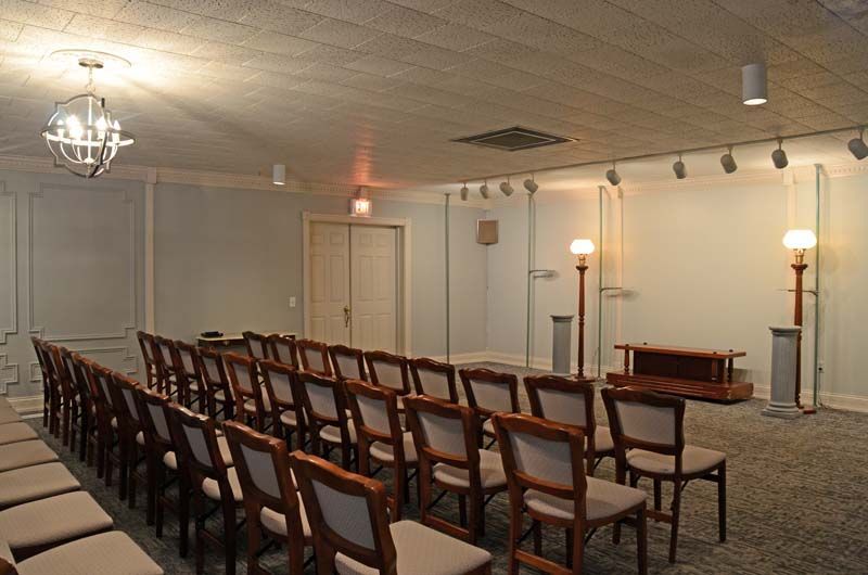 Interior and exterior view of Tomblinson Funeral Homes in Sebree KY