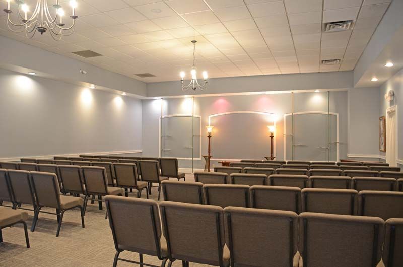 Interior and exterior view of Tomblinson Funeral Homes in Henderson KY