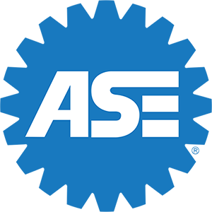 a blue gear with the word ase on it