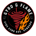 A logo for gyro and flame in kenosha