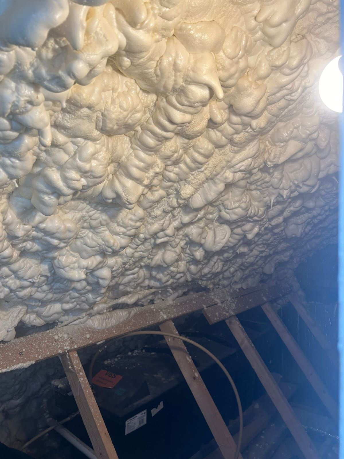 A ceiling with a lot of foam on it.