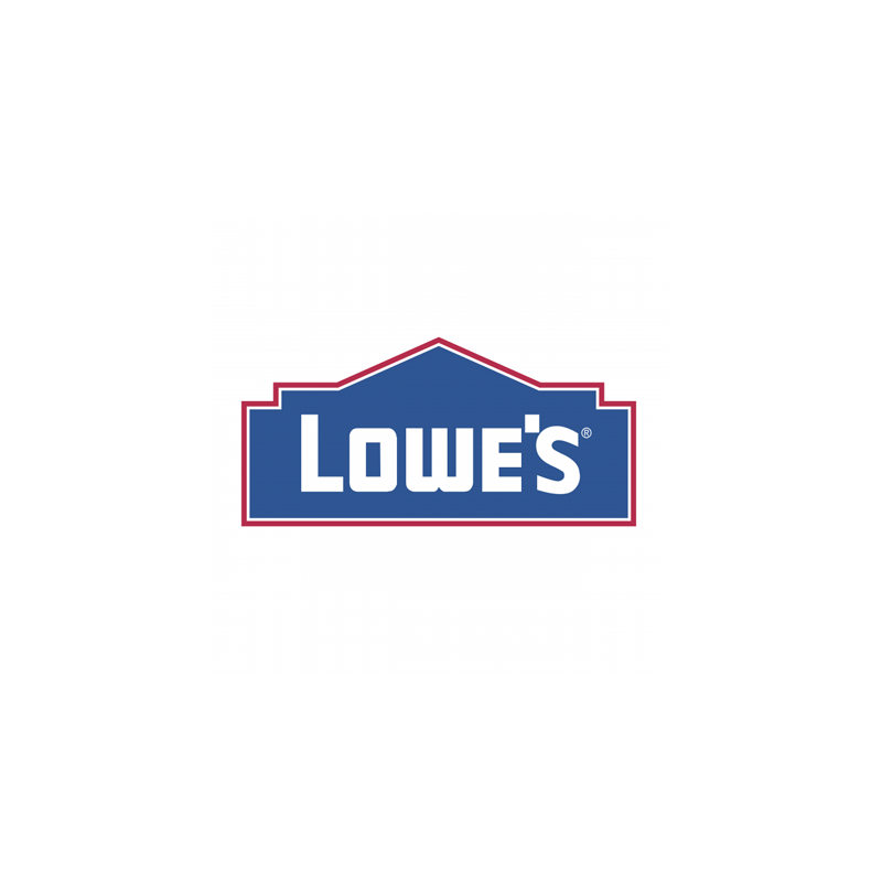 The lowe 's logo is blue and red and looks like a house.