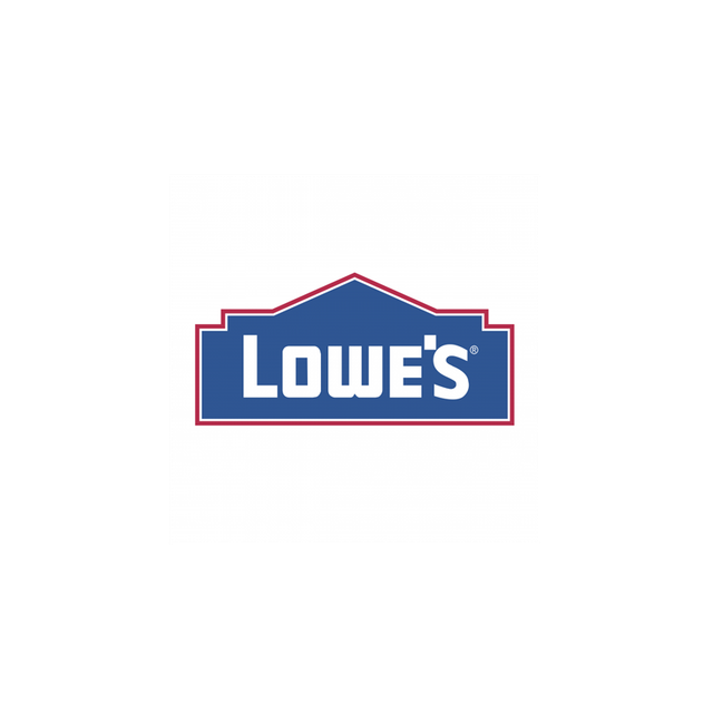 The lowe 's logo is blue and red and looks like a house.