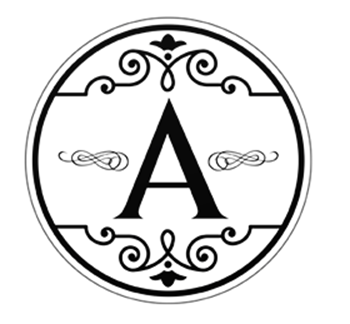 The letter a is in a circle with swirls around it