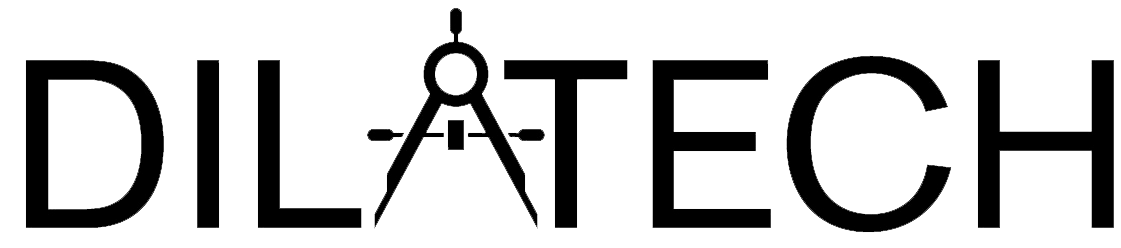 Logo « DILATECH » avec un symbole de boussole intégré dans le « A ».