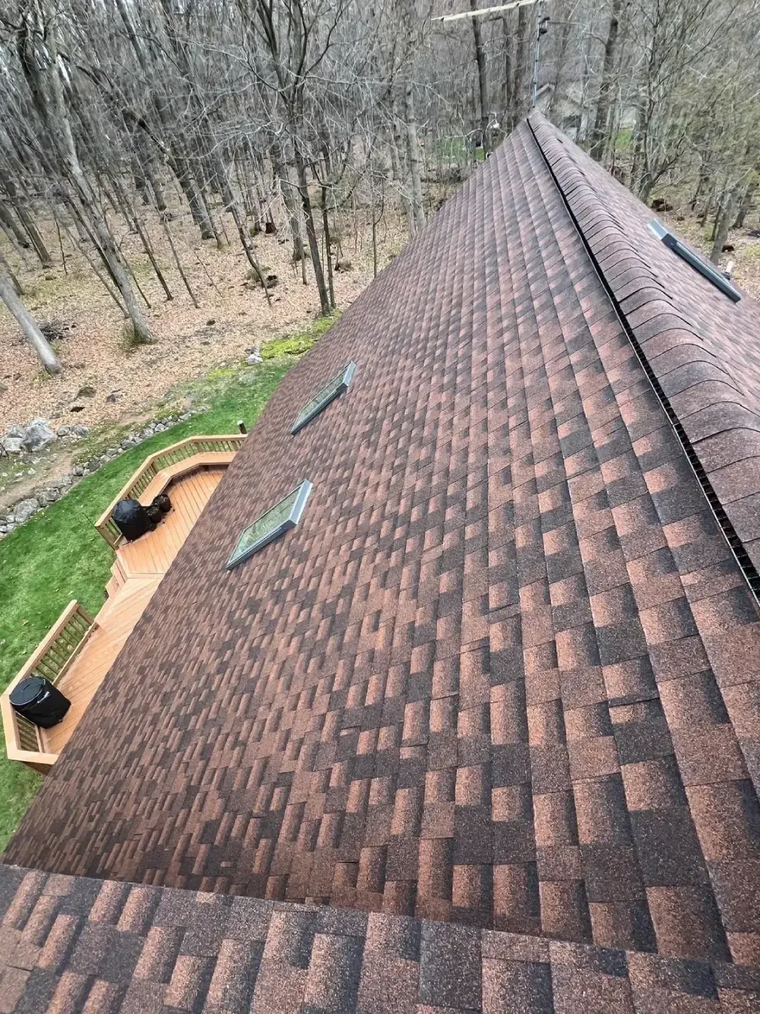 Residential Shingled Roof Replacement Hail Damage GAF Timberline Hickory Roofing Contractor Roofer in Waupaca Wisconsin
