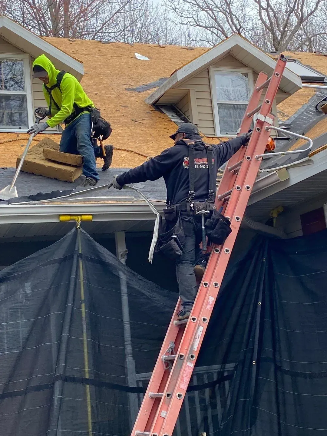 Residential Shingled Roof Replacement Hail Damage GAF Timberline Hickory Roofing Contractor Roofer in Waupaca Wisconsin