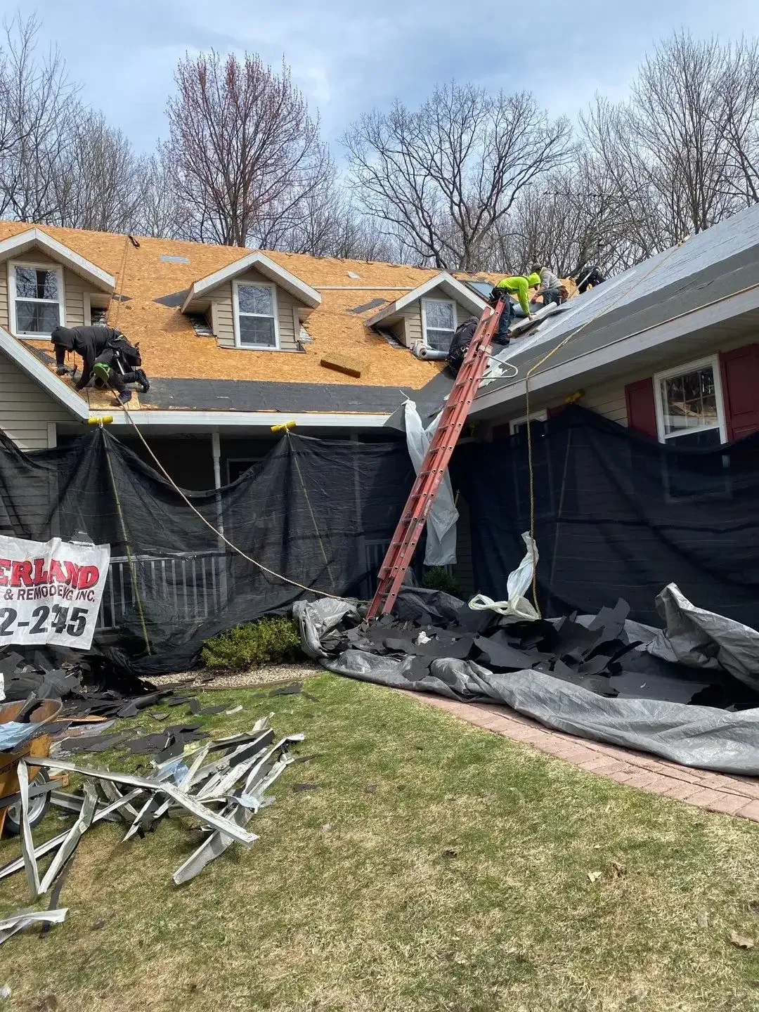 Residential Shingled Roof Replacement Hail Damage GAF Timberline Hickory Roofing Contractor Roofer in Waupaca Wisconsin