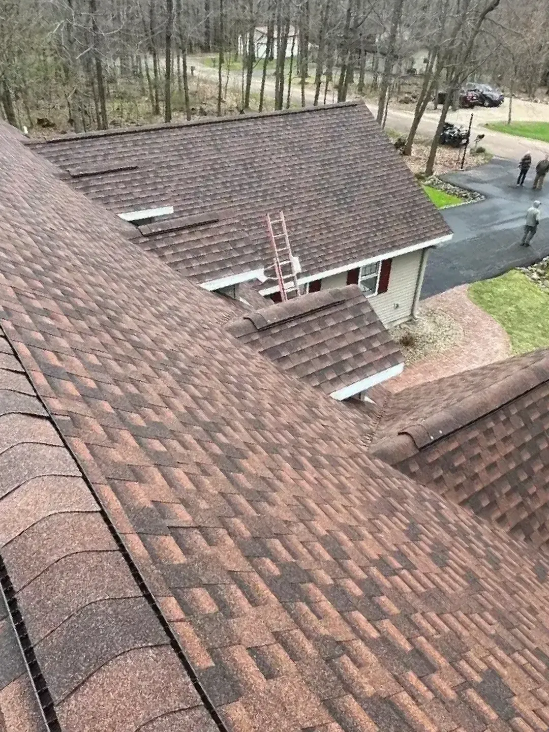 Residential Shingled Roof Replacement Hail Damage GAF Timberline Hickory Roofing Contractor Roofer in Waupaca Wisconsin