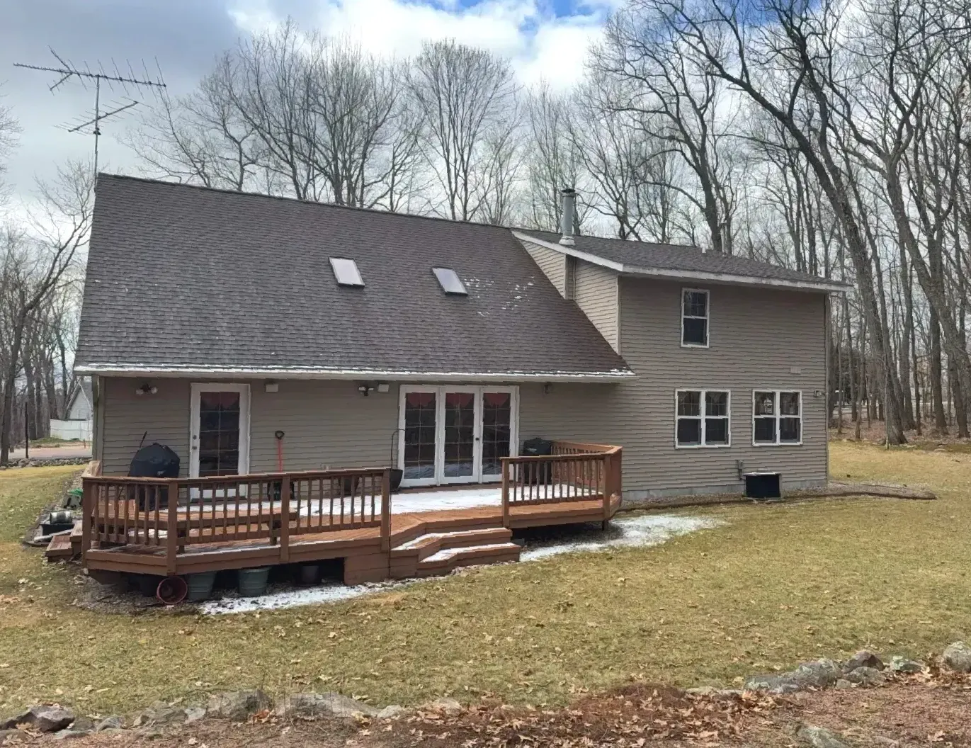 Residential Shingled Roof Replacement Hail Damage GAF Timberline Hickory Roofing Contractor Roofer in Waupaca Wisconsin