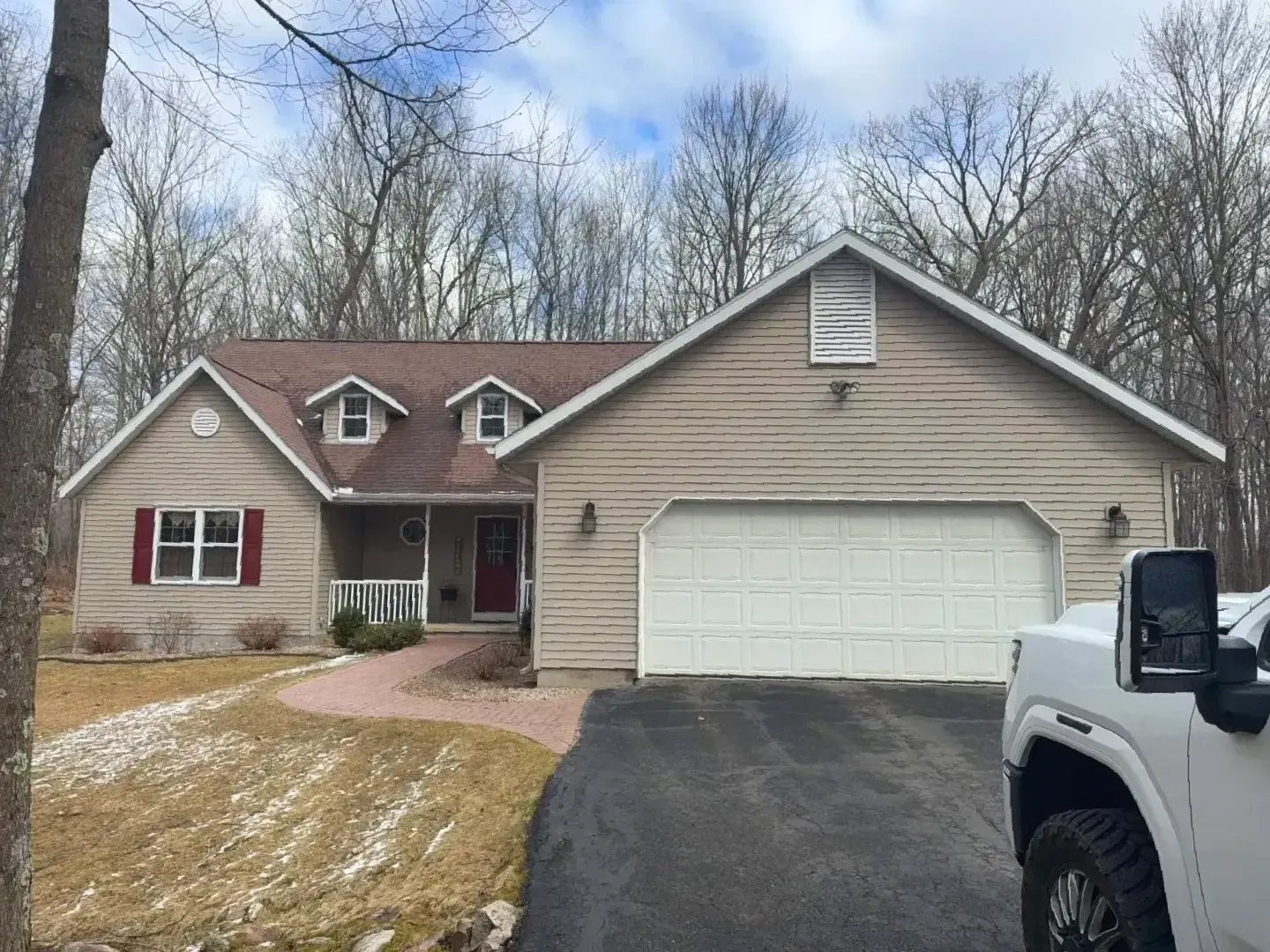 Residential Shingled Roof Replacement Hail Damage GAF Timberline Hickory Roofing Contractor Roofer in Waupaca Wisconsin