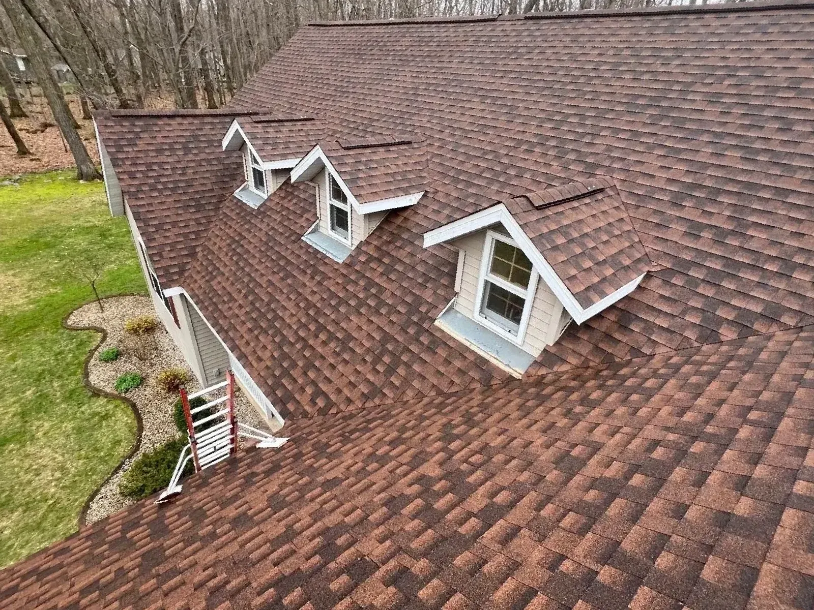 Residential Shingled Roof Replacement Hail Damage GAF Timberline Hickory Roofing Contractor Roofer in Waupaca Wisconsin