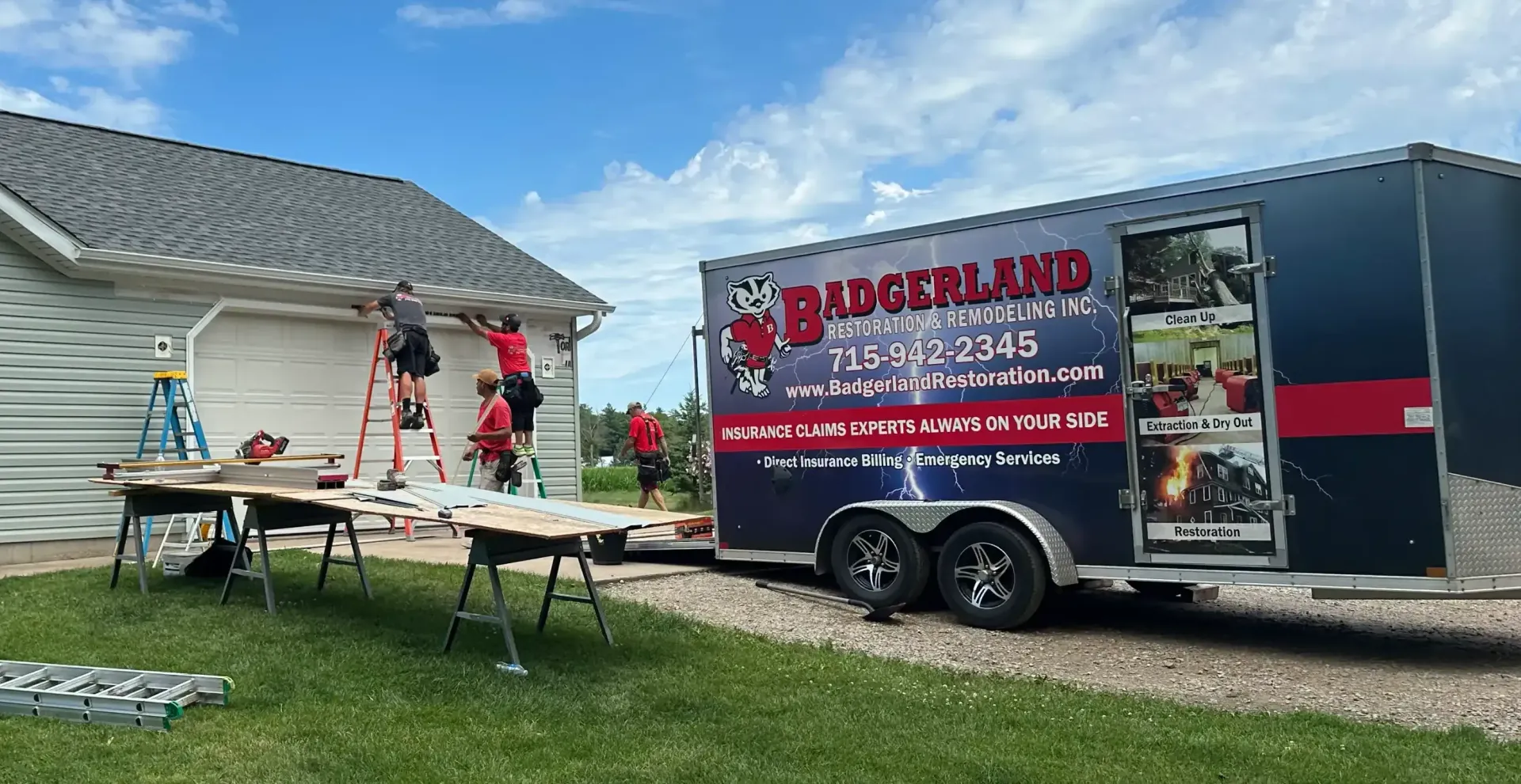 Badgerland Restoration & Remodeling  replacing hail damaged siding in Weyauwega WI