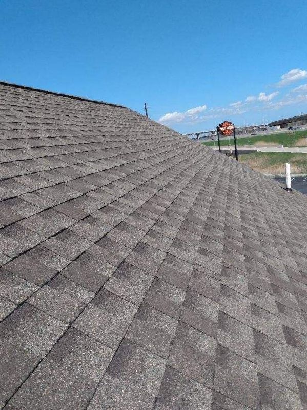 Vandervest Harley Davidson store GAF shingles Weather Wood installed by Badgerland Restoration & Remodeling in Green Bay WI