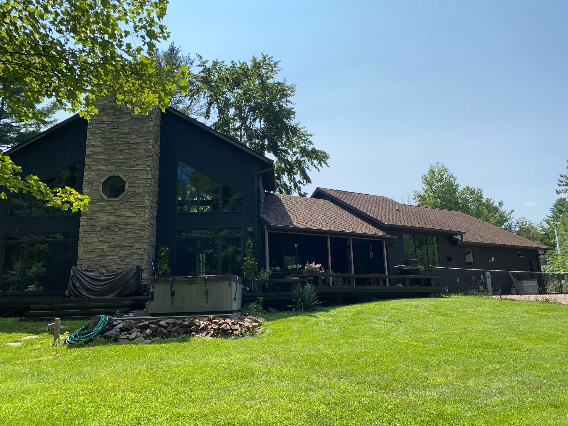 Wisconsin Rapids WI roof replacement Certainteed Presidential Shake Aged Bark contractor Badgerland Restoration before after