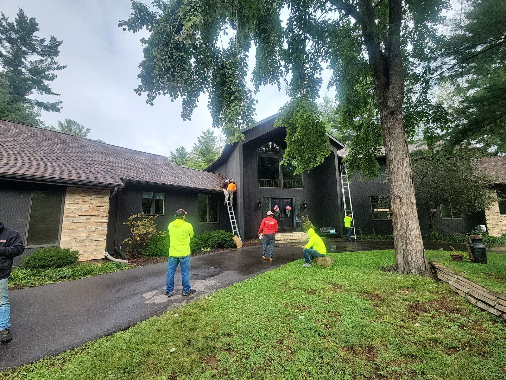 Wisconsin Rapids WI roof replacement Certainteed Presidential Shake Aged Bark contractor Badgerland Restoration before after