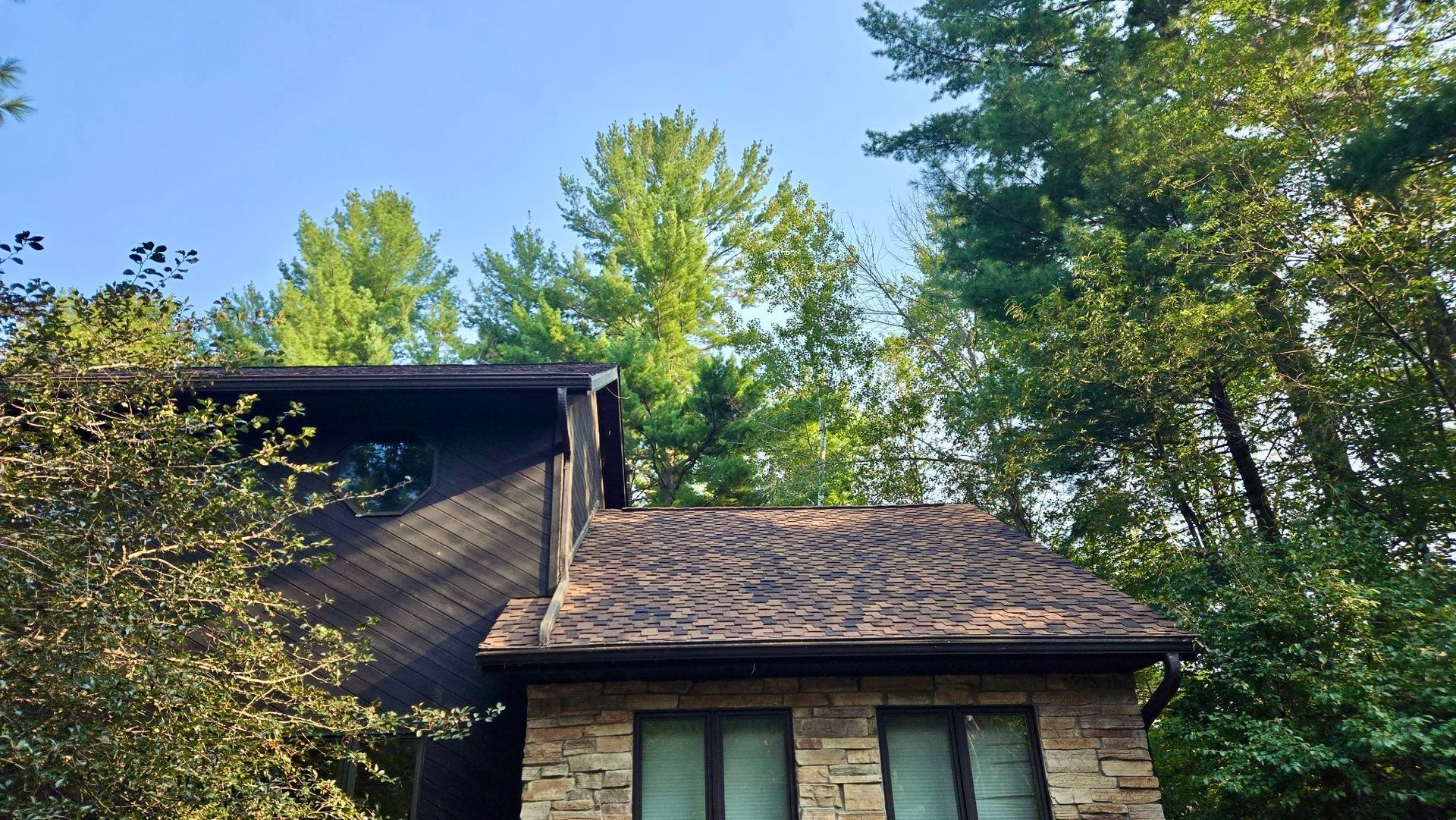 Wisconsin Rapids WI roof replacement Certainteed Presidential Shake Aged Bark contractor Badgerland Restoration before after