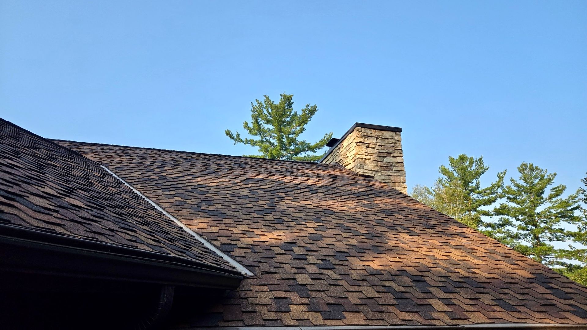 Wisconsin Rapids WI roof replacement Certainteed Presidential Shake Aged Bark contractor Badgerland Restoration before after