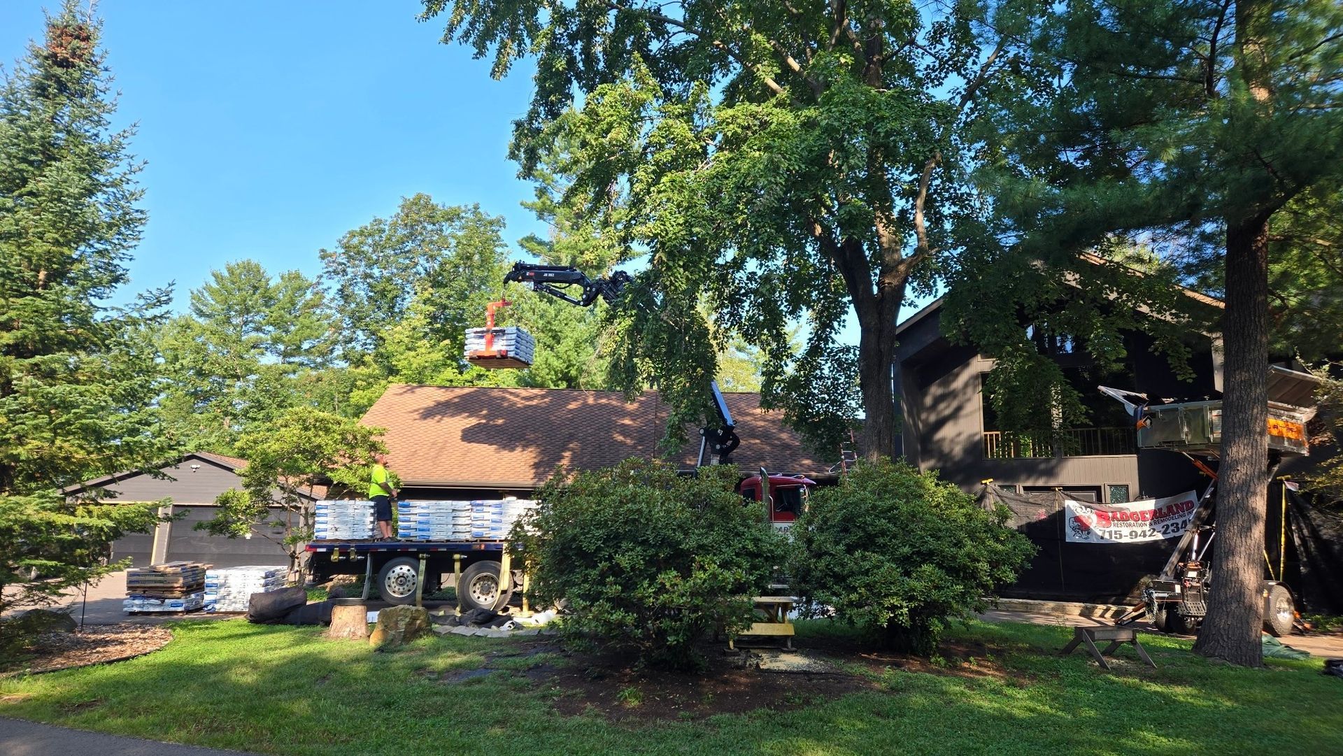 Wisconsin Rapids WI roof replacement Certainteed Presidential Shake Aged Bark contractor Badgerland Restoration before after