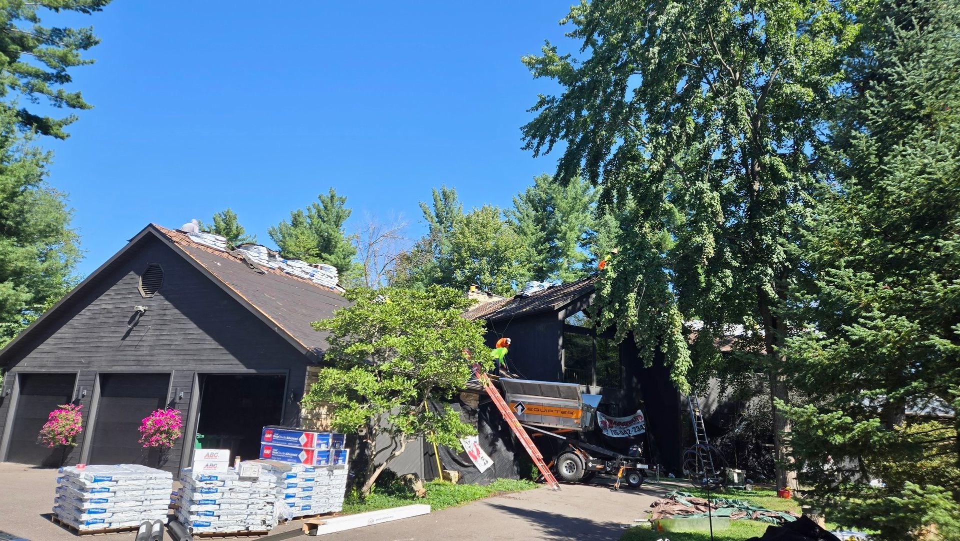 Wisconsin Rapids WI roof replacement Certainteed Presidential Shake Aged Bark contractor Badgerland Restoration before after