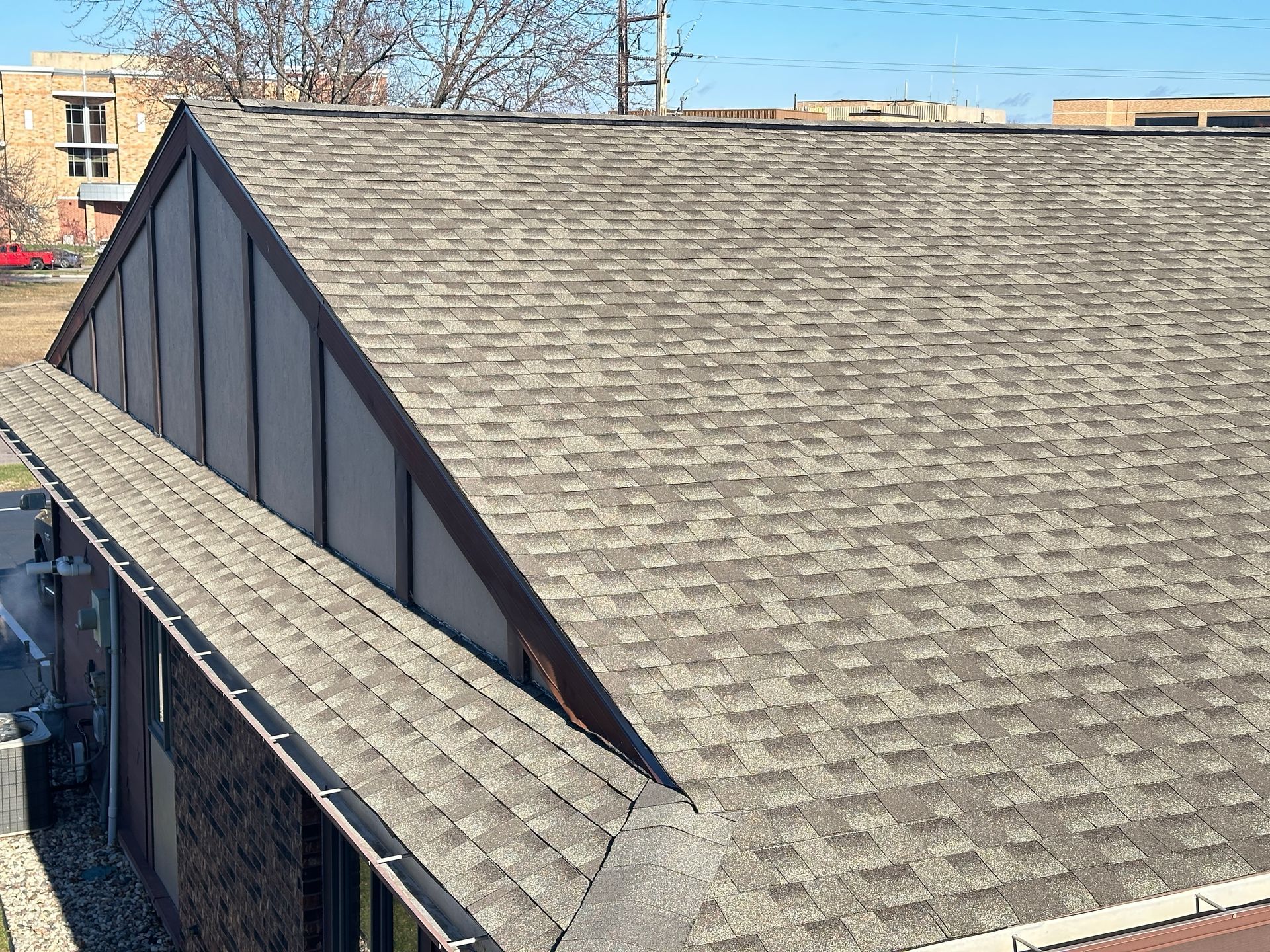 Commercial Property Insurance claim hail damage roof replacement in Wisconsin Rapids WI GAF Timberline HDZ Pewter Gray