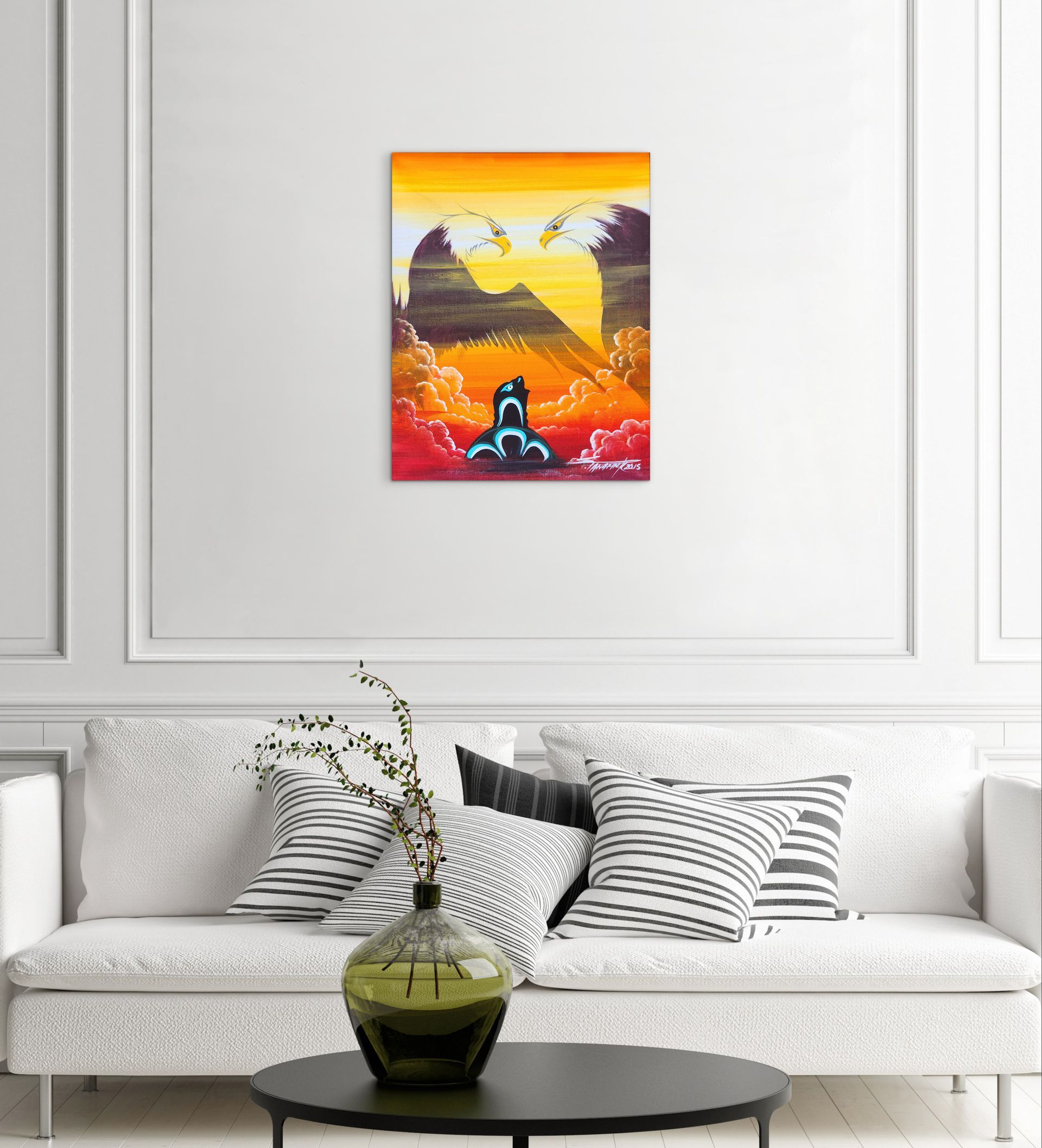 Young Turtle Being Watched by Two Eagles