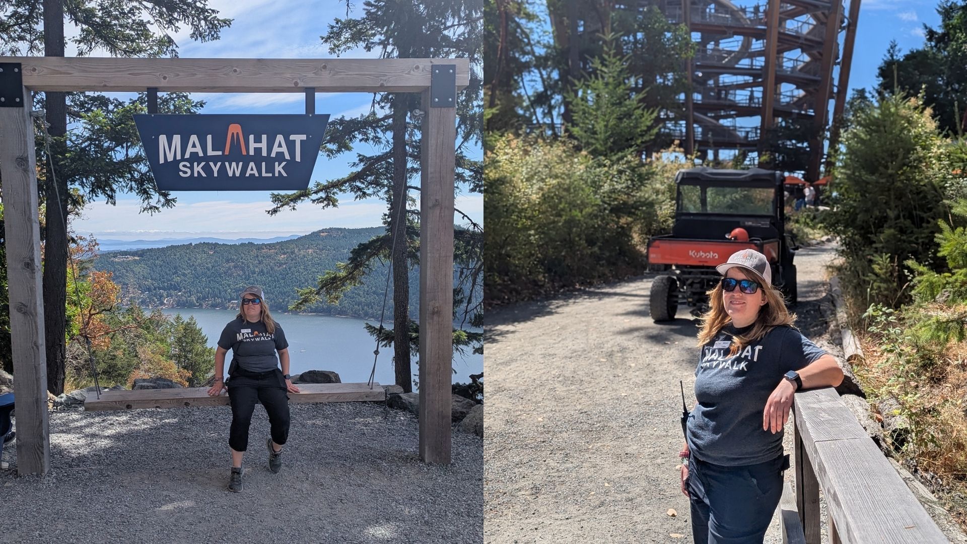 Meghan poses smiling around the Malahat Skywalk site.