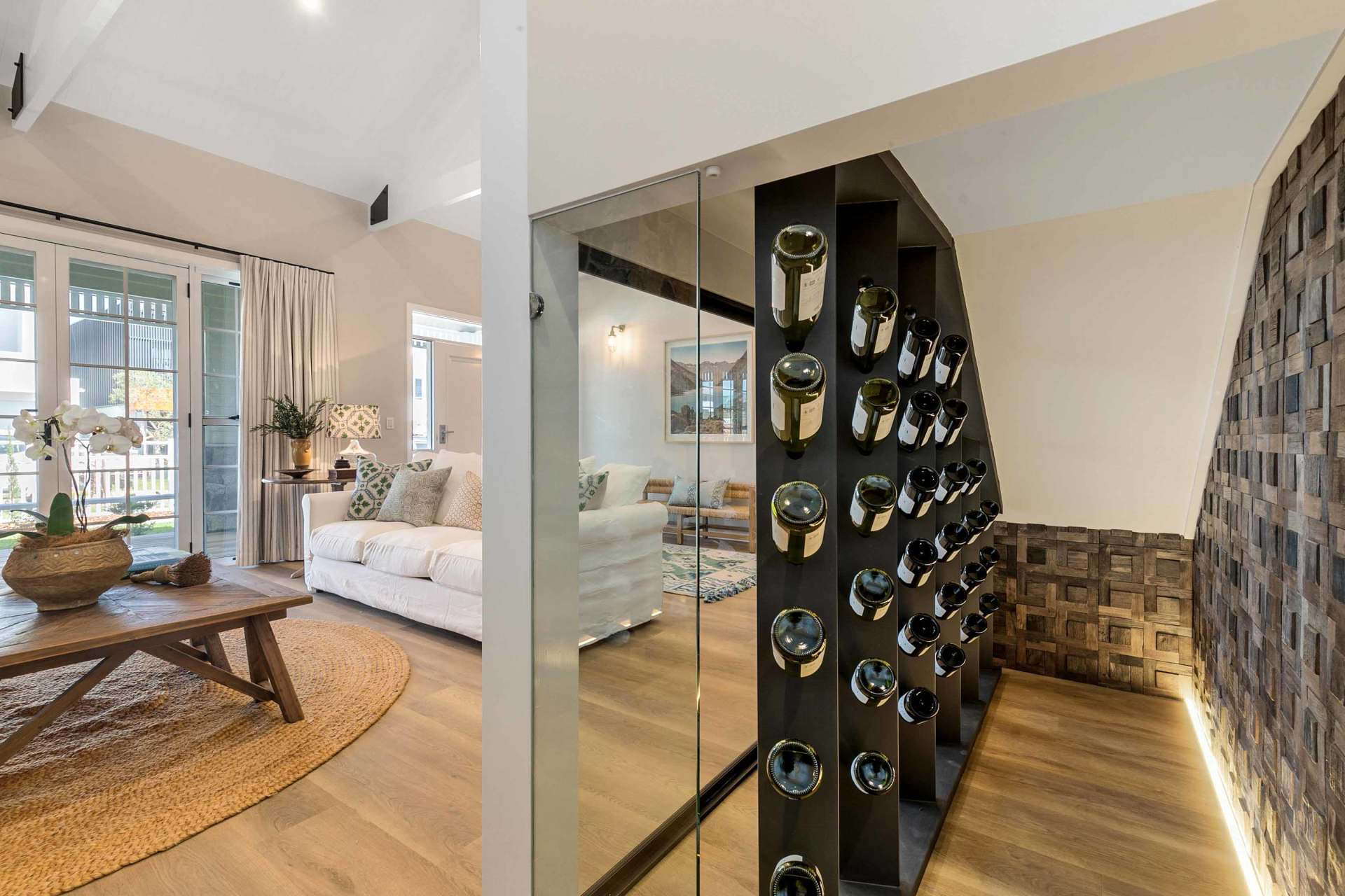 living room and wine