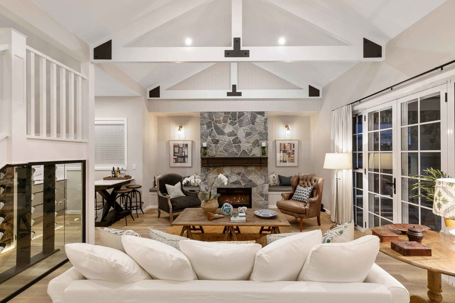 white pillows and table with accessories