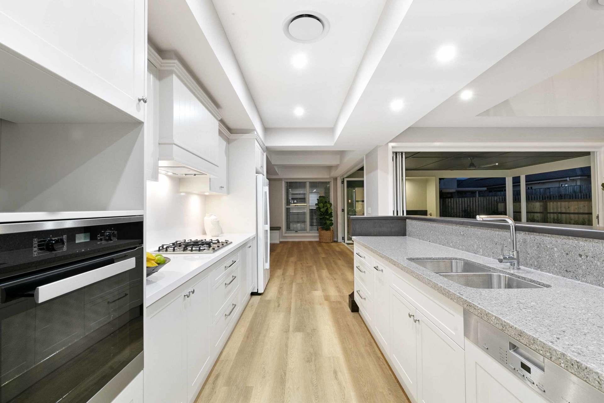 white and gray tiles on kitchen