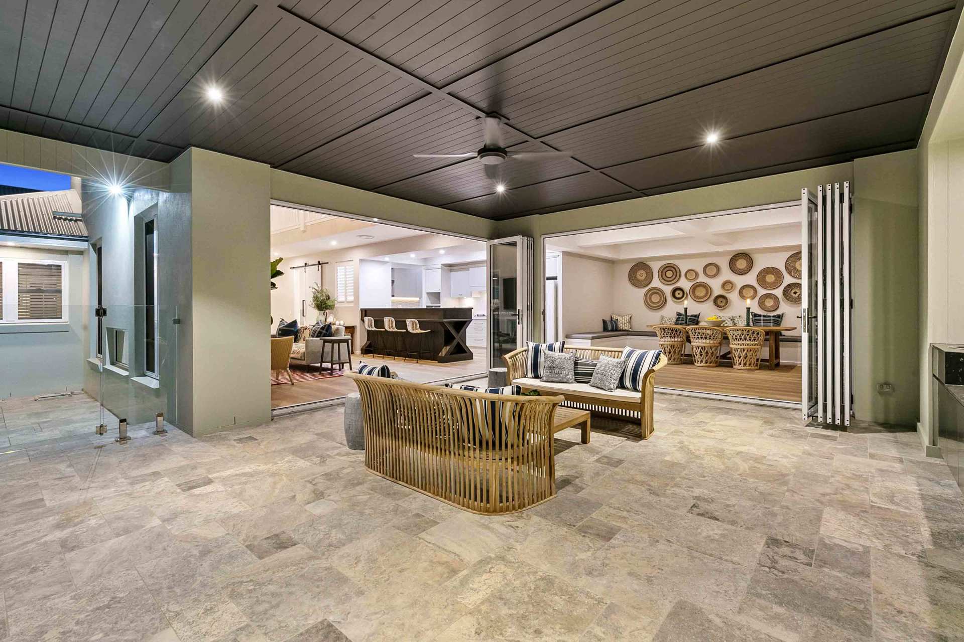 pillows, chair, circle in hall