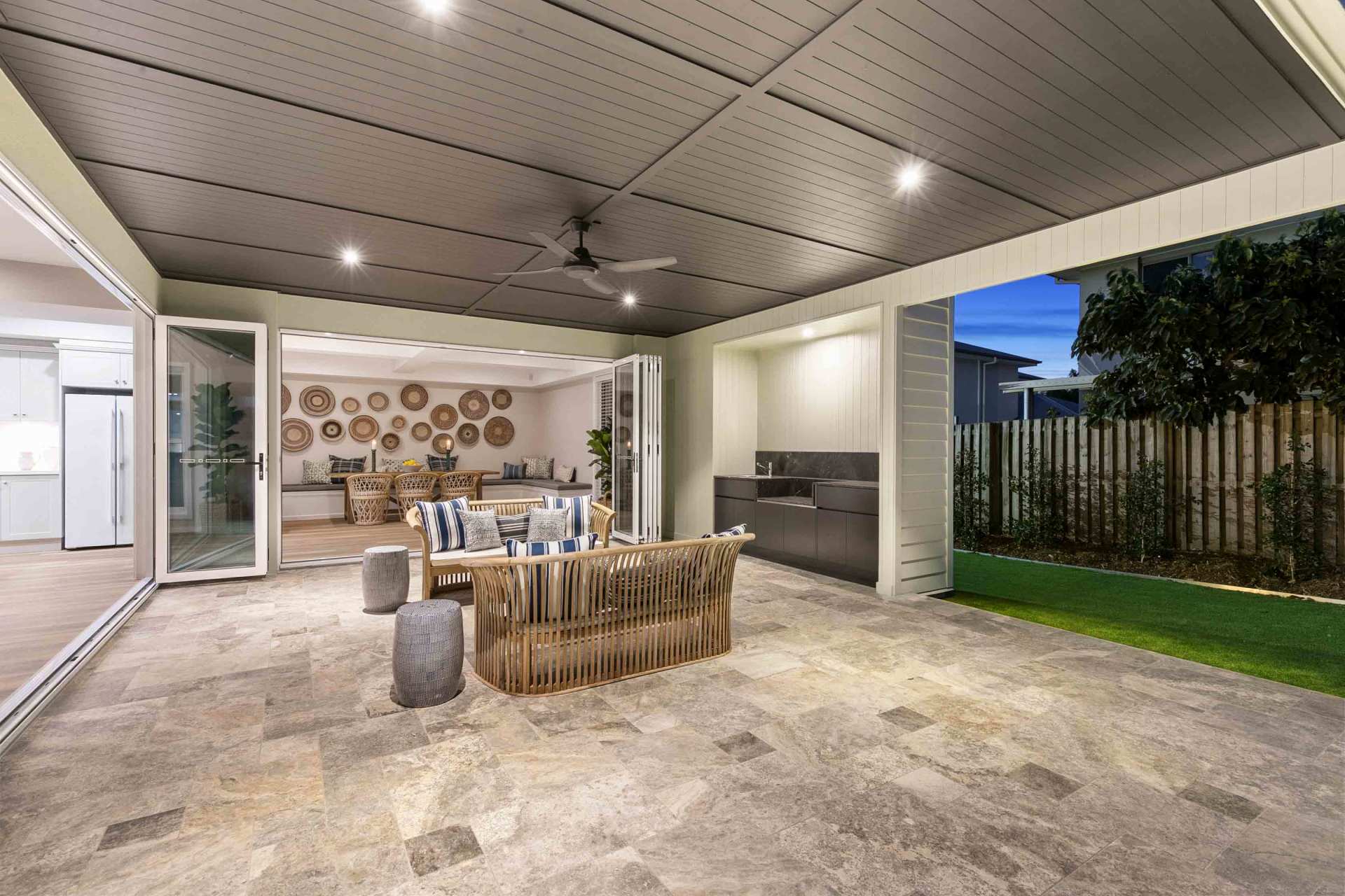 pillows, chair, circle in hall, tree