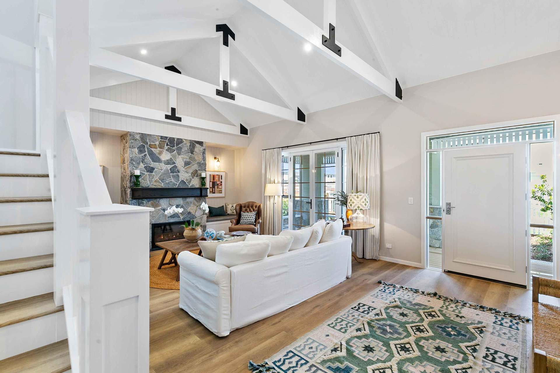 stairs side and living room