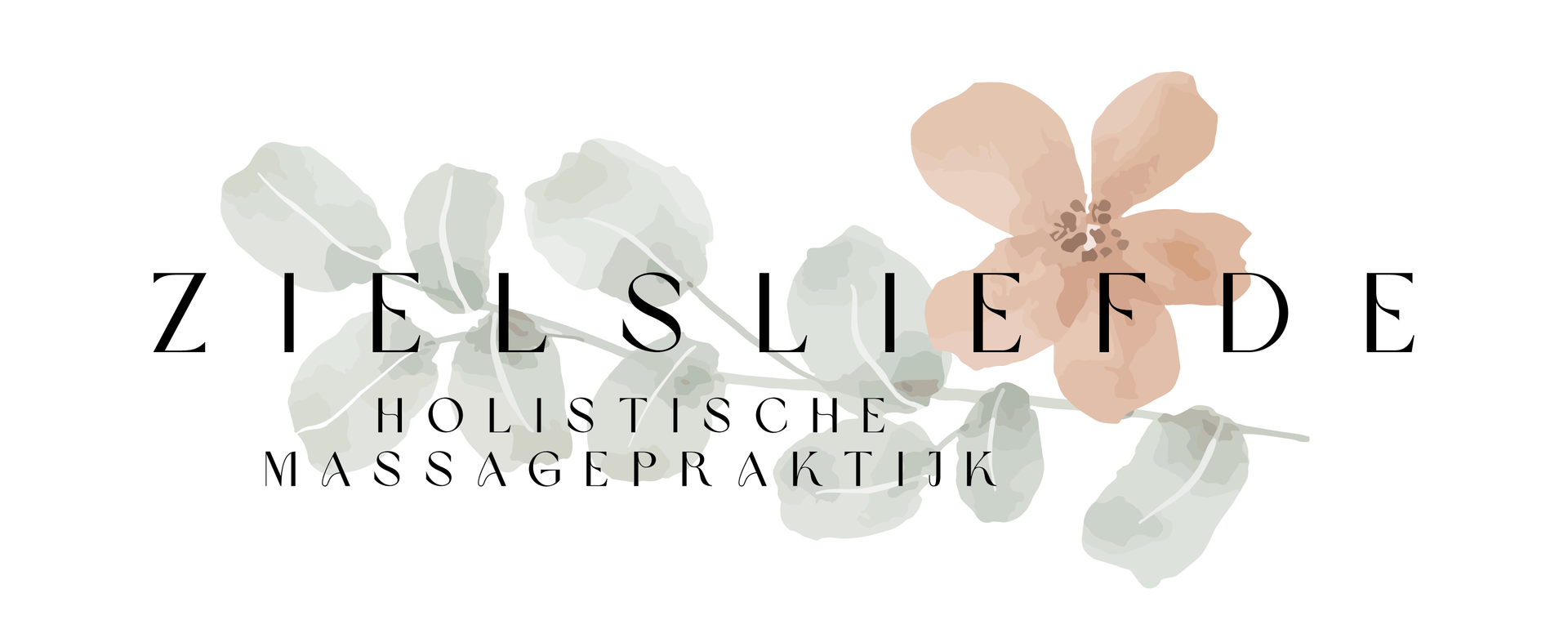Een logo voor een holistische massagepraktijk met bloemen en bladeren.