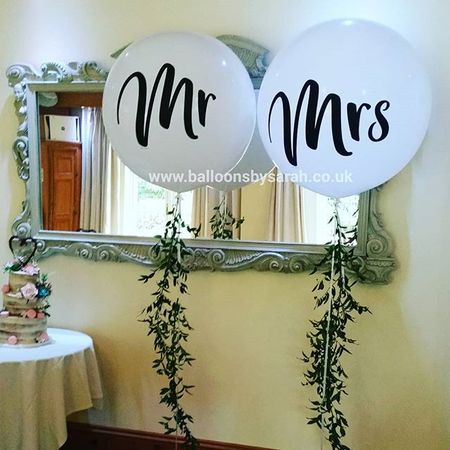 Giant 2ft & 3ft latex balloons for a wedding - Mr & Mrs