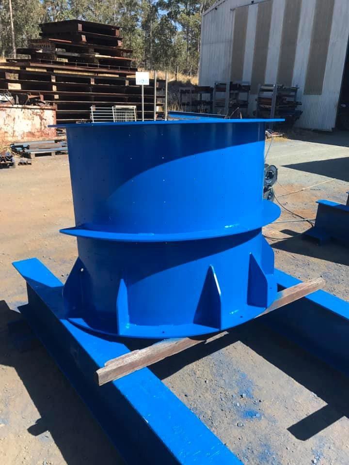 A Large Blue Object Is Sitting On Top Of A Blue Platform — Primmer Steel In Nabiac, NSW