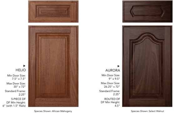 Wood Cabinets — Helio and Aurora door in Banning, CA