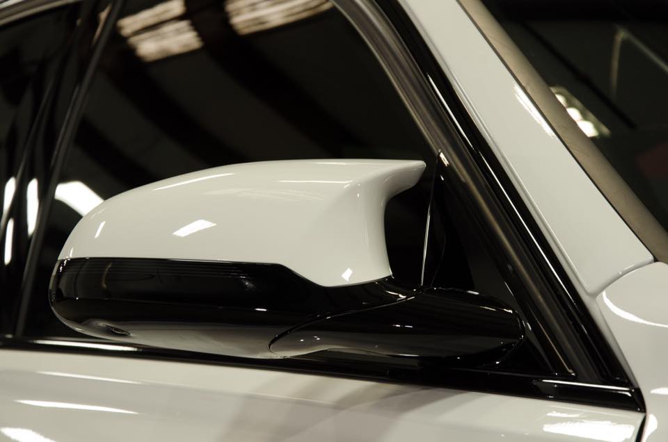 2018 BMW M3 Detailing, and Paint Protection Film side mirror close up Orlando