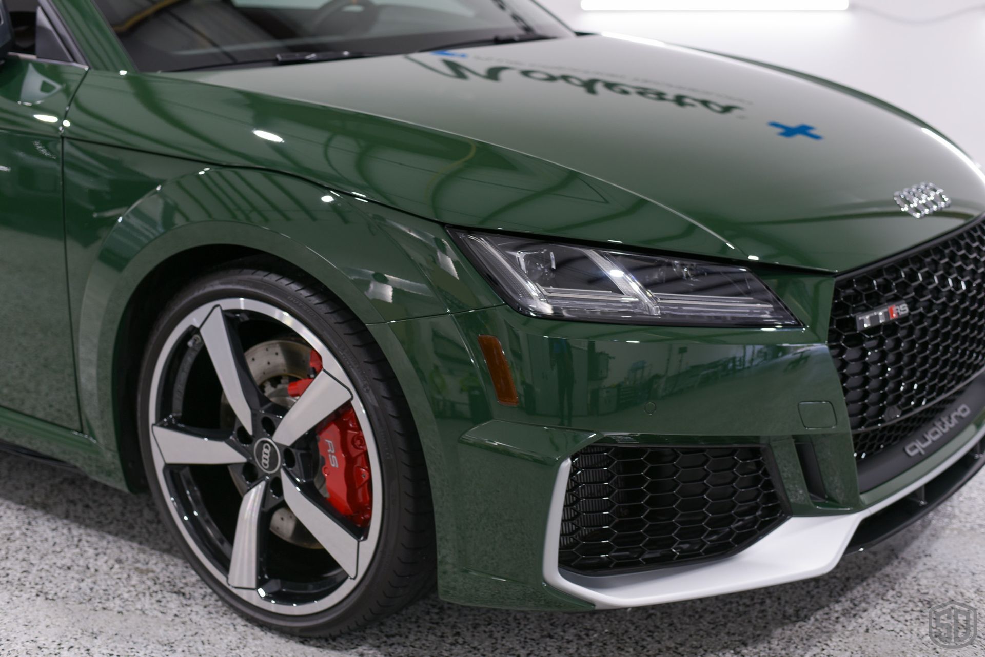 2022 Audi TT RS Heritage Edition Modesta BC05 Advanced Hydrophobic Glass Coating and all Brake Calipers and Full Wheel Set Treated with Modesta BC-06 front bumper close up FL USA 