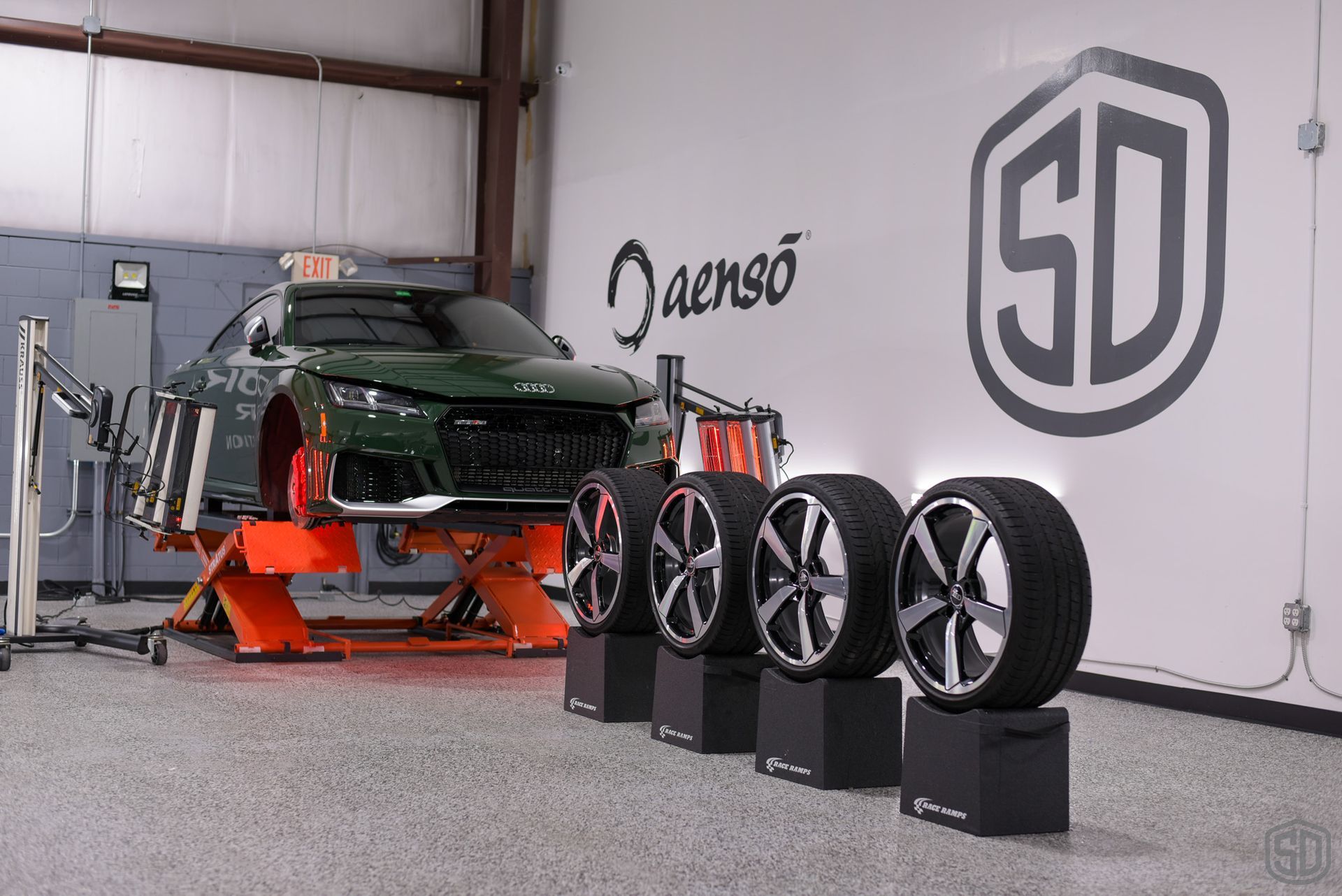 2022 Audi TT RS Heritage Edition Modesta BC05 Advanced Hydrophobic Glass Coating and all Brake Calipers and Full Wheel Set Treated with Modesta BC-06 wheels off view Orlando, USA