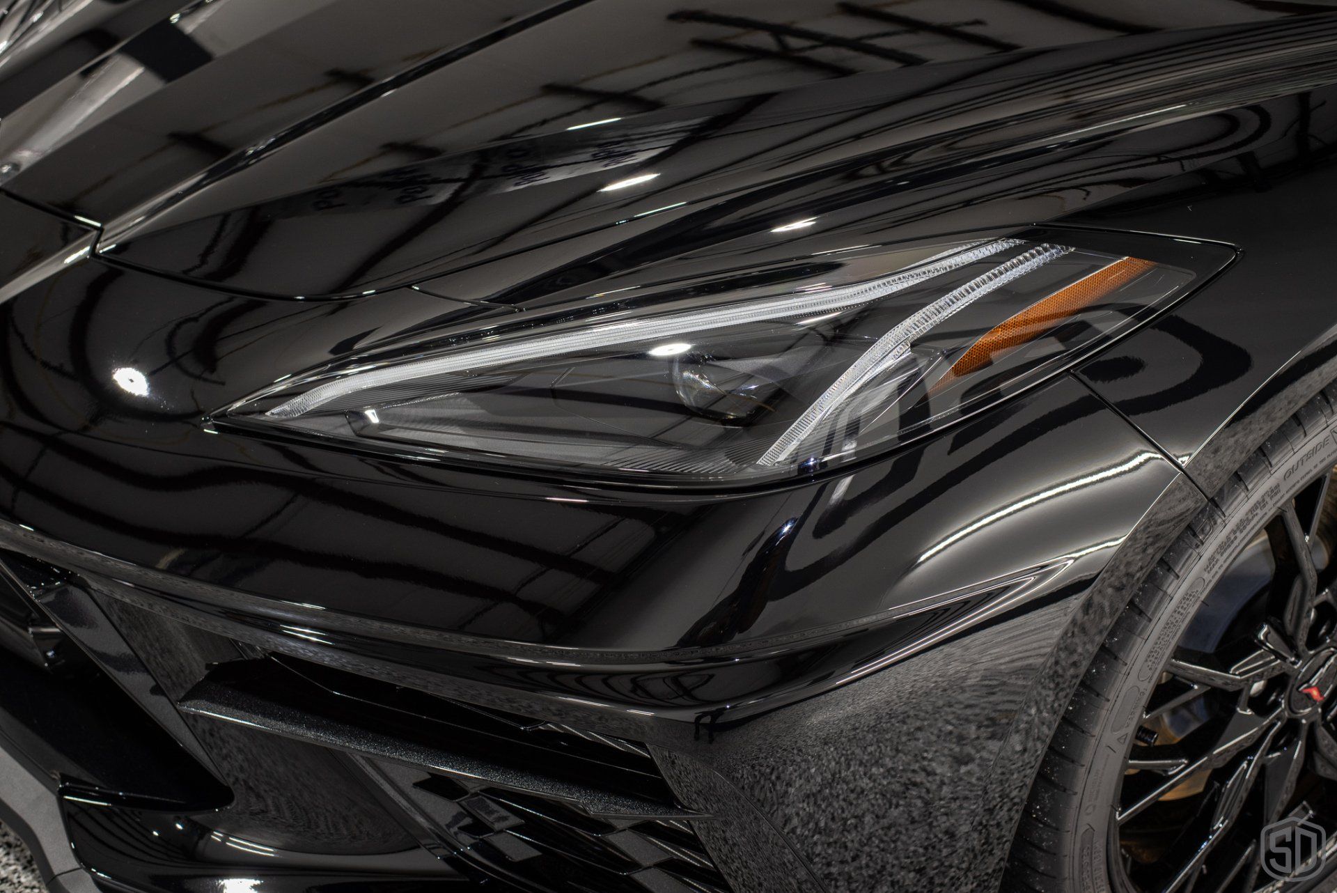 2022 Corvette C8 Detailing, Paint Correction, Modesta Primer, Modesta BC-08 Ceramic Coating headlight close up Orlando