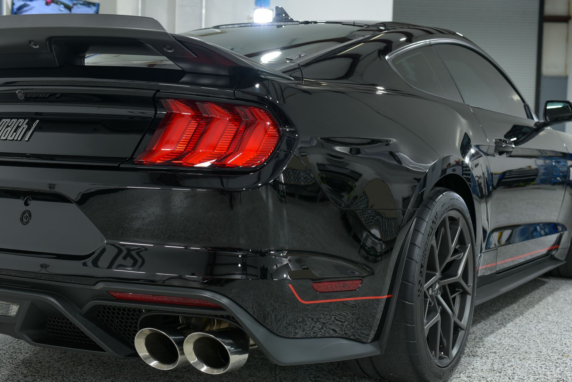 2022 Ford Mustang Mach 1 Paint Correction, Paint Protection Film (PPF), various Modesta Coatings headlight close up Orlando, Florida