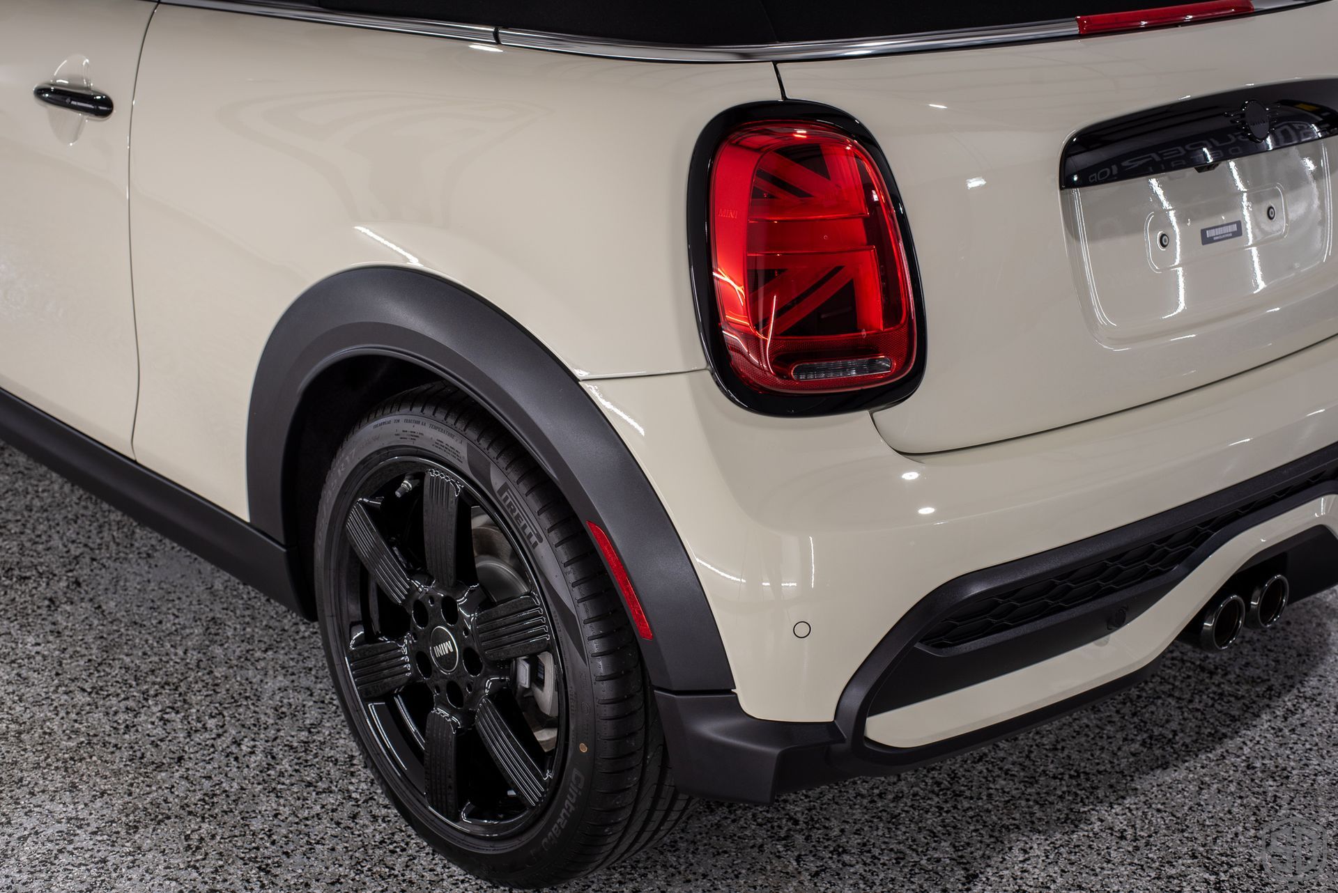 2023 MINI Cooper S Convertible New Car Protection Service Modesta exterior detail, paint correction, paint protection film, Modesta Leather Protection System rear view close up Orlando, USA